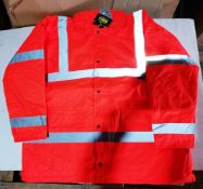10 x Vizwear Hi Viz orange Parka jackets in size XXXXL (4XL) new in original packaging