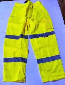 25 x Vizwear HI Viz yellow polycotton trousers in size 2XL new in original packaging
