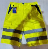 40 appx x Hi Visibilty yellow polycotton shorts in size M in original packaging