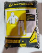 10 x Deltaplus Safety Outwear. Showerproof hooded jacket and over trousers comes in a zipped bag new