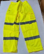 25 x Vizwear HI Viz yellow polycotton trousers in size 2XL new in original packaging