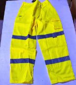 25 x Vizwear HI Viz yellow polycotton trousers in size 2XL new in original packaging