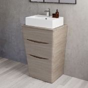 NEW (NS173) 600mm Austin II Light Oak Effect Countertop Elisa Basin Drawer Unit - Floor Standi...