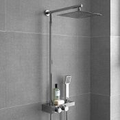 NEW & BOXED Square Thermostatic Bar Mixer Shower Set Valve with Shelf 10
