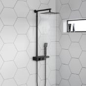 NEW & BOXDED Matte Black Square Thermostatic Mixer Shower Kit & Shelf. RRP £599.99. SP5102BLK ...