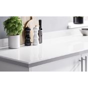 NEW (NS176) MIROSTONE 2000x960mm Breakfast Bar Plain White. RRP £1,499.