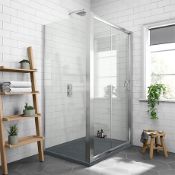 NEW (NS20) 1000x800mm - 8mm - Sliding Door Shower Enclosure & 1000x800mm Black Slate Tray. RRP...