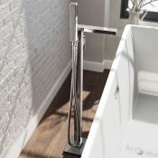 Canim Freestanding Shower Mixer Tap & Hand Held Shower Head. TB3086. Crafted from chrome plated...
