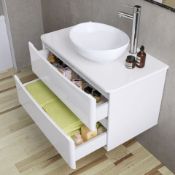 NEW 1000mm Austin II Gloss White Countertop Unit and Camila Basin - Wall Hung. RRP £899.99.Com...