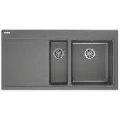 NEW (MF168) Franke, Mythos 114.0435.72 Fragranite, 1.5 Bowl, Inset, Stone Grey, Inset, Right. C...