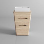 NEW (NS173) 600mm Austin II Light Oak Effect Countertop Elisa Basin Drawer Unit - Floor Standi...