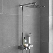 NEW & BOXED Square Thermostatic Bar Mixer Shower Set Valve with Shelf 10