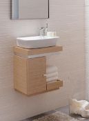 Brand New Keramag Silk Oak Hand rinse Basin Vanity Unit with Storage.