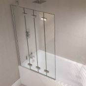 NEW (REF185) 4 Fold Bath Screen. RRP £289.99. 4mm Safety Glass, Clean & Clear Glass Treatment...