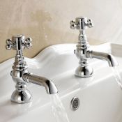 NEW (TS76) Cambridge Traditional Hot and Cold Basin Taps Chrome Plated Solid Brass Traditional ...