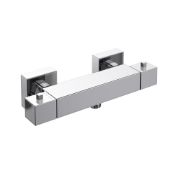 (D1060) Square Mixer Valve with Bottom Outlet Chrome Plated Solid Brass Mixer Cool to touch mix...