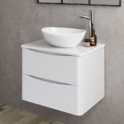 NEW 600mm Austin II Gloss White Countertop Unit and Camila Basin - Wall Hung. RRP £849.99.Com...
