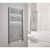 NEW (Tt23) 1100X600Mm Curved Towel Radiator 1100 X 600Mm Chrome. Curved Chrome-Plated Steel Co...