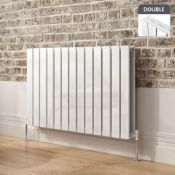 NEW & BOXED 600x980mm Gloss White Double Flat Panel Horizontal Radiator - Premium.RRP £674.99....