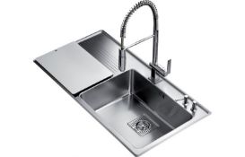 NEW (C189) Teka Frame 1 Bowl And Drainer Inset Lh Kitchen Sink Stainless Steel. Left hand drain...