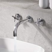NEW Austin Crosshead Chrome Wall Mounted Sink Mixer. TB5000 RRP £169.99.Luxurious sleek Chrom...