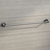 NEW (E158) Chrome Towel Rail Bar Wall Mounted Round Bathroom Accessory. Gleaming chrome finish ...