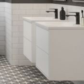 NEW (C185) Perla Marble 600mm 2 Drawer Wall Hung Vanity Unit. 18mm durable cabinet with push-to...