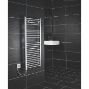 NEW (D365) FLOMASTA FLAT ELECTRIC TOWEL RADIATOR 1100 X 500MM CHROME. Electrical installation o...