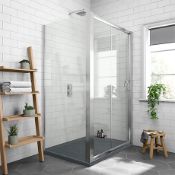 NEW & BOXED Twyfords 1200x900mm - 6mm - Sliding Door Shower Enclosure + 1200x900mm black slate ...