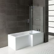 NEW (F128) 1000x1400mm 6mm L Shaped Shower Screen.