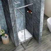 NEW (H121) 760mm 6mm infold shower door. Infold shower door with magnetic closing 6mm clear B...