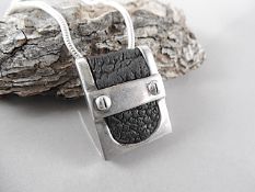 Silver necklace and pendant with shark skin