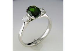 An Unused Oval Diopside With Diamonds