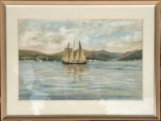 MICHAEL HEPBURN Fore and Aft Schooner, Signed Mixed Media