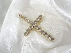 Gold cross set with 2 ct diamond