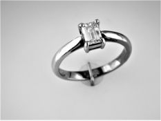 A 0.66 carat Emerald cut Diamond Solitaire