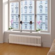 (Tt6) 300X1042Mm White Double Panel Horizontal Colosseum Traditional Radiator. Rrp £569.99.Th...