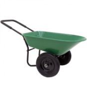 (Q95) Heavy Duty Two Wheeled 70L Garden Wheelbarrow Pneumatic TyreDimensions: 65 x 140 x 65cm -...
