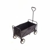 (Q76) Black Heavy Duty Foldable Garden Trolley Cart Wagon TruckBlack Heavy Duty Foldable Gard...