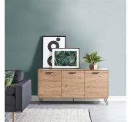 (AP212) Capri Oak 3 Door Sideboard Modern clean lines and hairpin legs create an original cont...