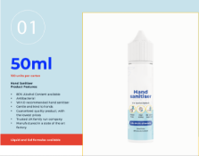 5,400 x 50ml bottles, Alcohol-based hand sanitiser (75% Alcohol) Gel form