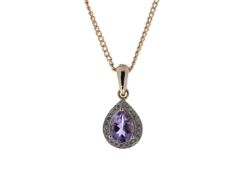 9ct Rose Gold Amethyst And Diamond Pendant