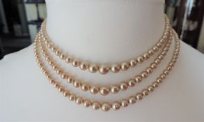 Vintage Triple Stand Pearl Necklace