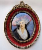 Antique Portrait Miniature of Elegant Regency Lady