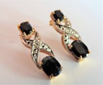 18ct Gold Sapphire and Diamond Earrings