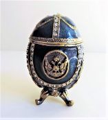 Blue Faberge Style Enameled Egg
