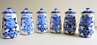 Vintage Delfts Dutch Pottery Herb Storage Jars
