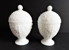 Vintage White Opaline Glass Trinket Pots
