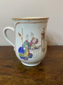 C18th Chinese mug depicting domestic scenes