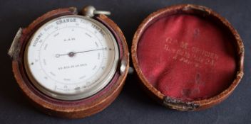Leather Cased Pocket Aneroid Barometer
